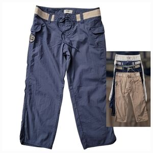 Y2K Cropped Casual Pants 605 Royal Surf Slate Blue 70% Cotton Capris